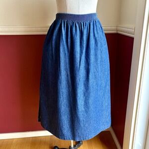 Vintage BonWorth 100% cotton denim a-line midi skirt with pockets